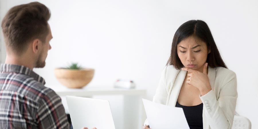 Candidate being interviewed