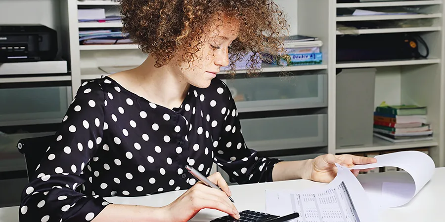 Summer Intern working at her desk